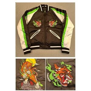 Game Theory Tiger Bomber Jacket Mens Small Gamer Gear Varsity Embroidered